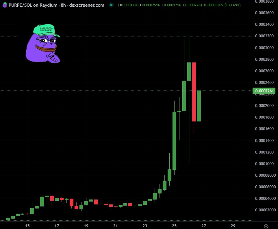 $PURPE is lowkey feeling like $PEPE vibes rn
 
- no. of holders at new ATH 
- Hits $100M cap &amp; still showing strength 
- active community with diamond hands 

What do you think, Chads? 

Can #PURPE hit $1 Billion cap this memeszn?
