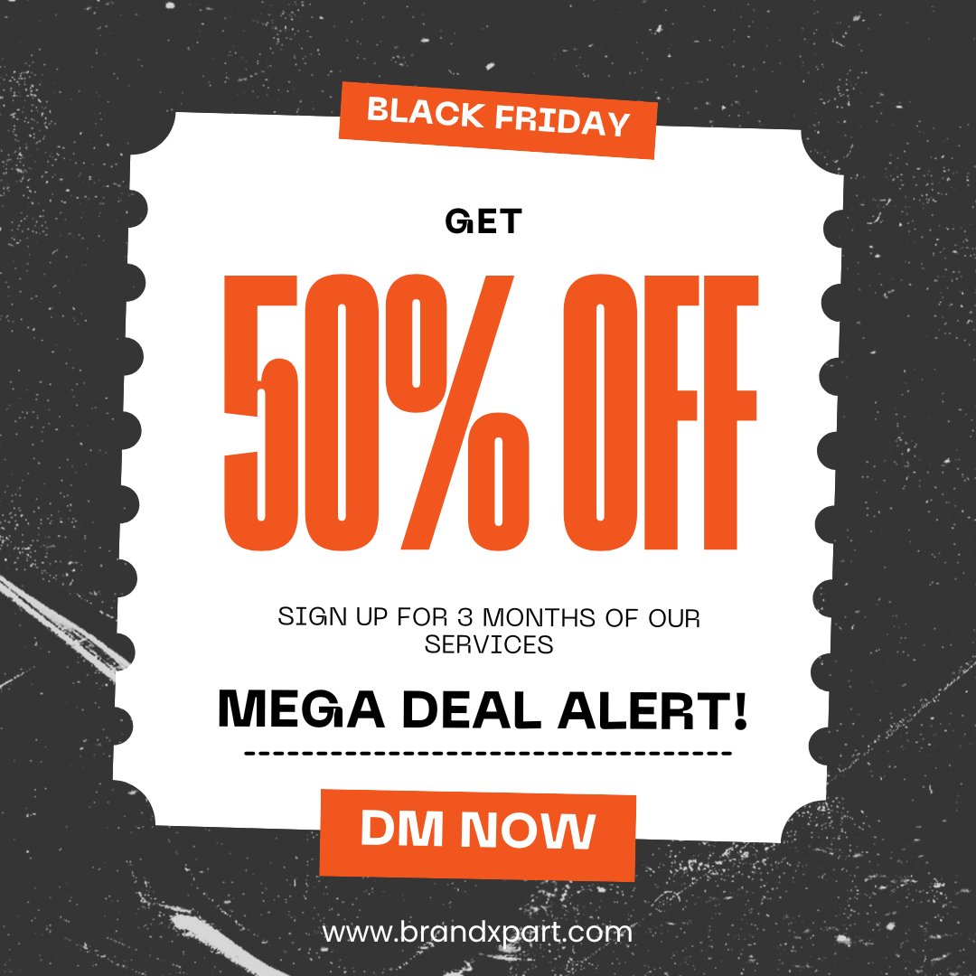 brandxpart's tweet photo. Get 50% OFF for 3 months of our Social Media Plans:

Personal Plan: 3 months for $223.50
Enterprise Plan: 3 months for $418.50 Business Plan: 3 months for $1,123.50
Offer ends 5th Dec!

DM us now to secure your deal!

#BlackFriday #SocialMediaMarketing #DigitalMarketing https://t.co/XpUrASVtsw