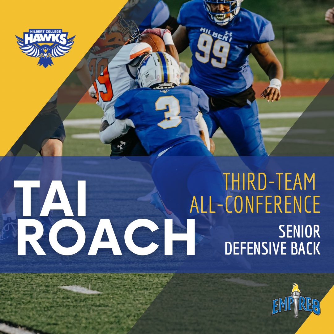 Hilbert College Football (@hilberthawksfb) on Twitter photo Congratulations <a href="/x_tai_x_r/">Taivaughn Roach</a> on being a third-team All-Empire 8 selection!! Proud of you man! Congratulations <a href="/x_tai_x_r/">Taivaughn Roach</a> on being a third-team All-Empire 8 selection!! Proud of you man!