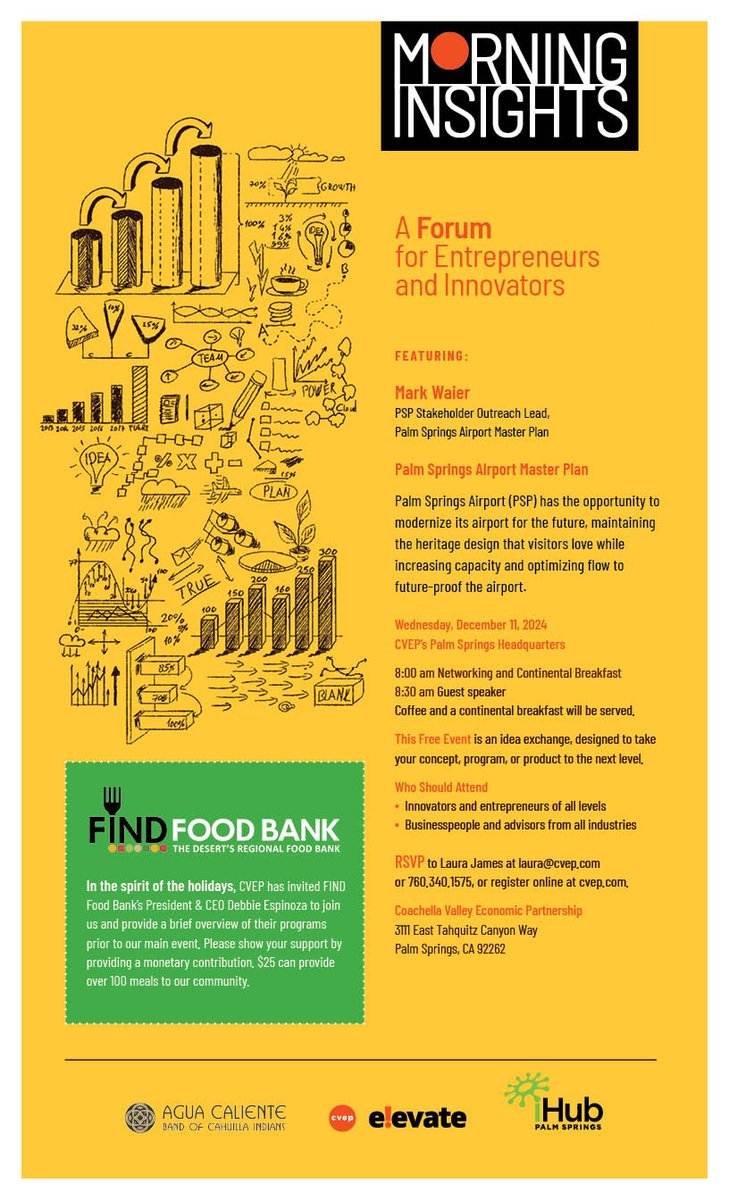 CVEPartnership's tweet image. At Morning Insights, you'll learn from a different subject matter expert on a topic important to the local economy.
In December: PSP Master Plan. 
Wednesday, December 11, from 8:00 a.m. - 9:30 a.m. at CVEP headquarters. Free, but please RSVP in advance. ow.ly/5Mqg50Ug3t0