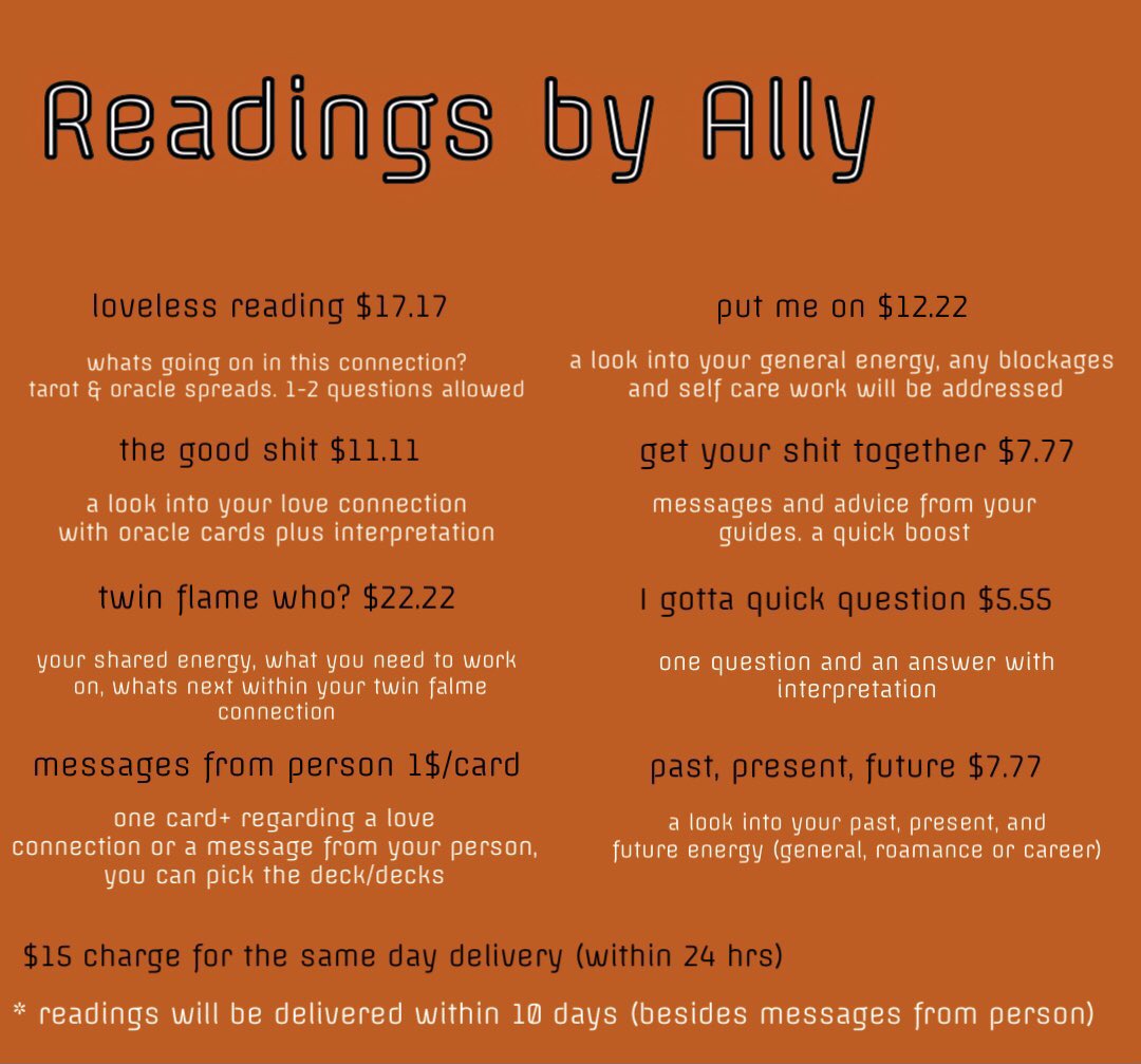 ally🫶🏼 readings open!! tweet media
