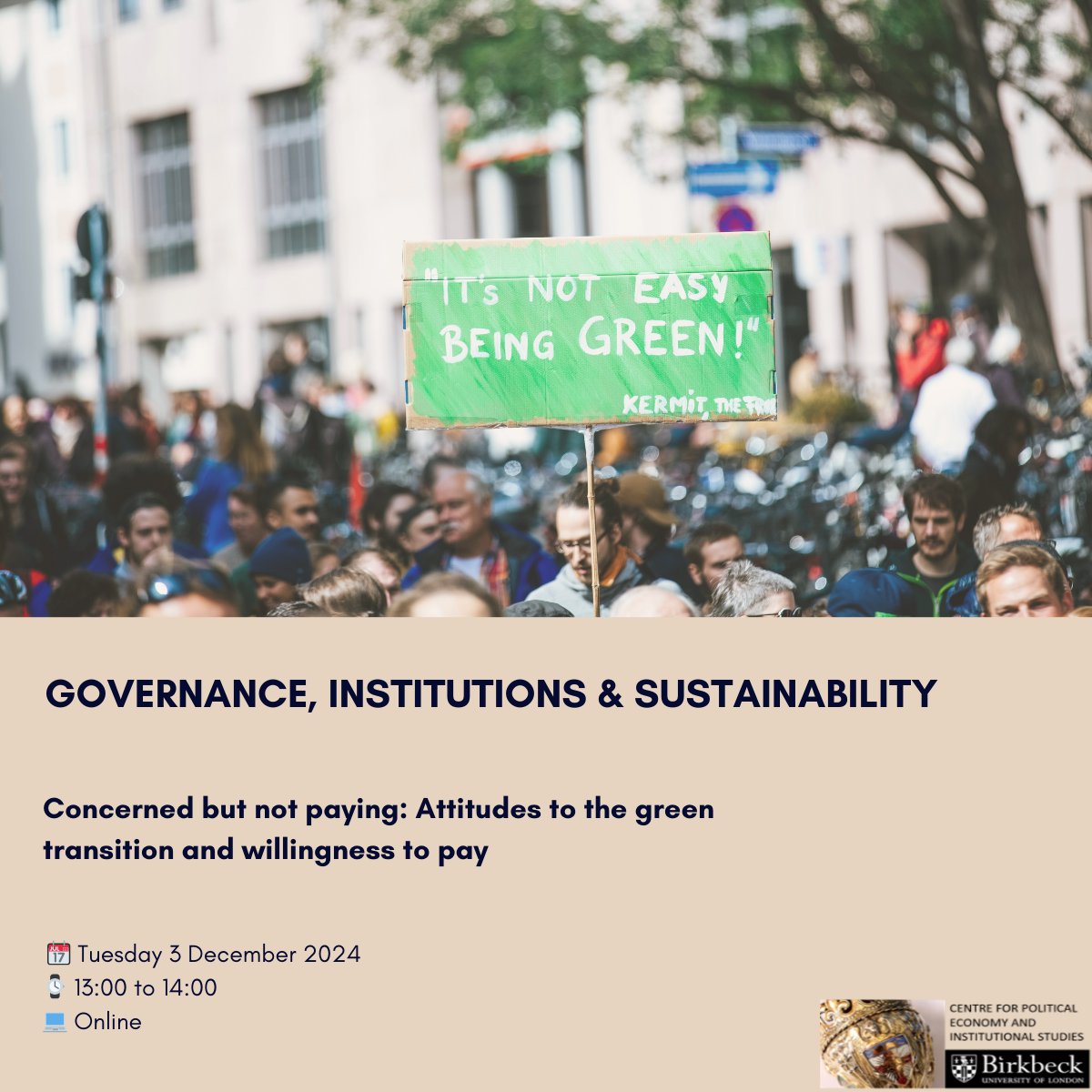 Join our upcoming event on, "Concerned but not paying: Attitudes to the green transition and willingness to pay"

When: 3 December 2024, 13:00 — 14:00
Venue: Online

Book now: bbk.ac.uk/events/event/4…