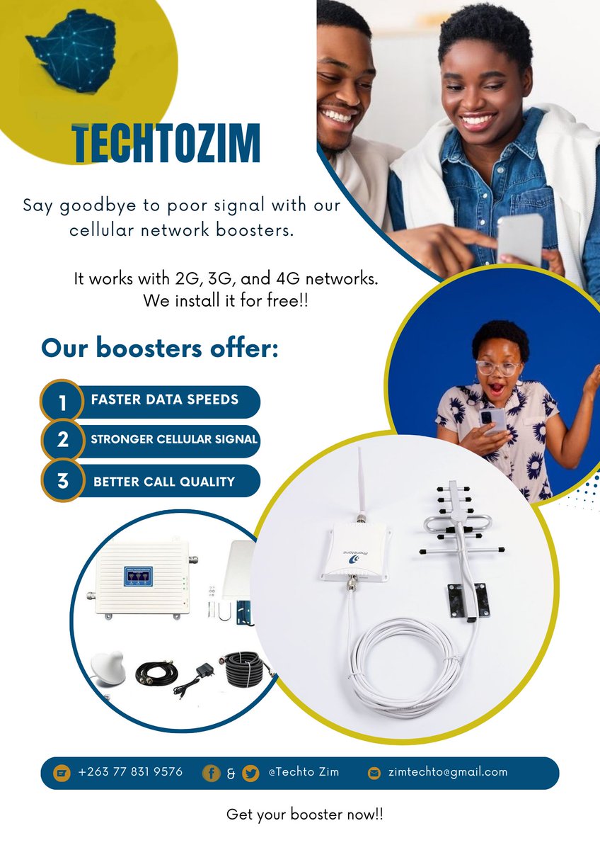 TechtoZim's tweet image. Unlock a stronger, more reliable cellular signal at home and at work with our remarkable signal booster. It enhances voice and data quality, providing compatibility with all technologies and networks #2G, #3G, #4G, #5G.