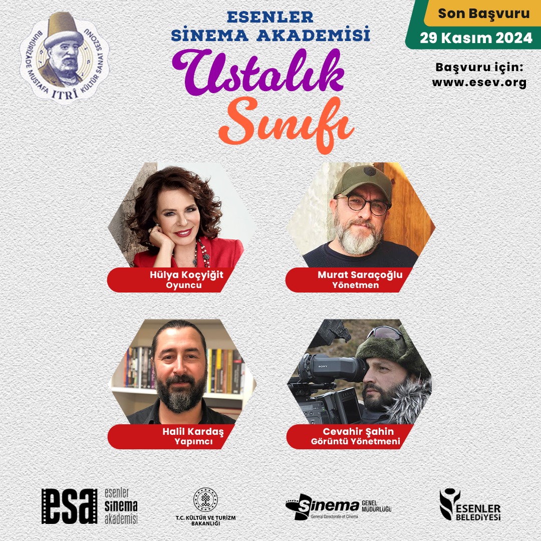 Usta oyuncu Hülya Koçyiğit, başarılı yönetmen Murat Saraçoğlu, deneyimli yapımcı Halil Kardaş ve ödüllü görüntü yönetmeni Cevahir Şahin, tecrübelerini sinema akademisi öğrencileriyle paylaşacak.

Sinema Akademisi'ne başvurular devam ediyor!

Başvuru için: esev.org