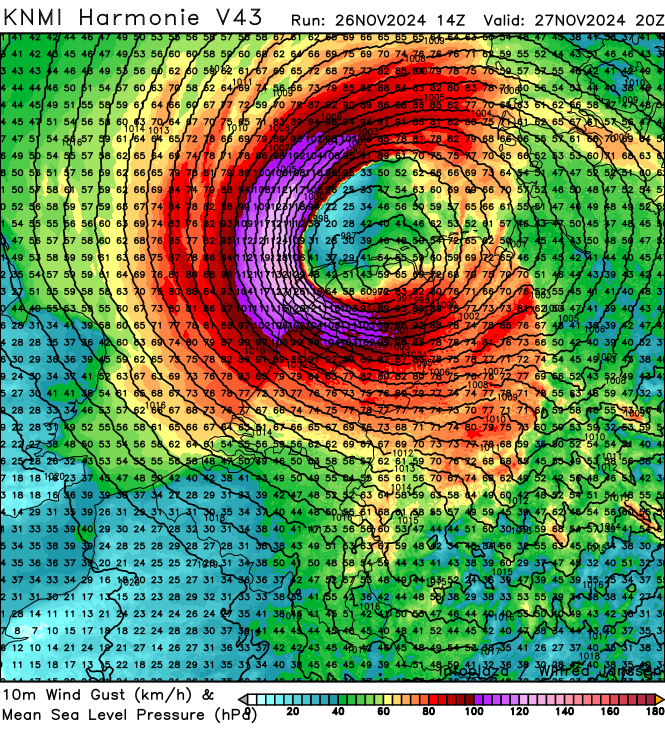 FlevolandWeer's tweet image. Voor morgenavond de weersverwachting goed in de gaten houden, want we krijgen mogelijk met storm #Conall te maken. Meeste wind lijkt voor de Noordoostpolder te zijn. Daar kans op zeer zware windstoten (&amp;gt;100 km/u) en storm (9 Bft) op het IJsselmeer. Check omroepflevoland.nl/weer