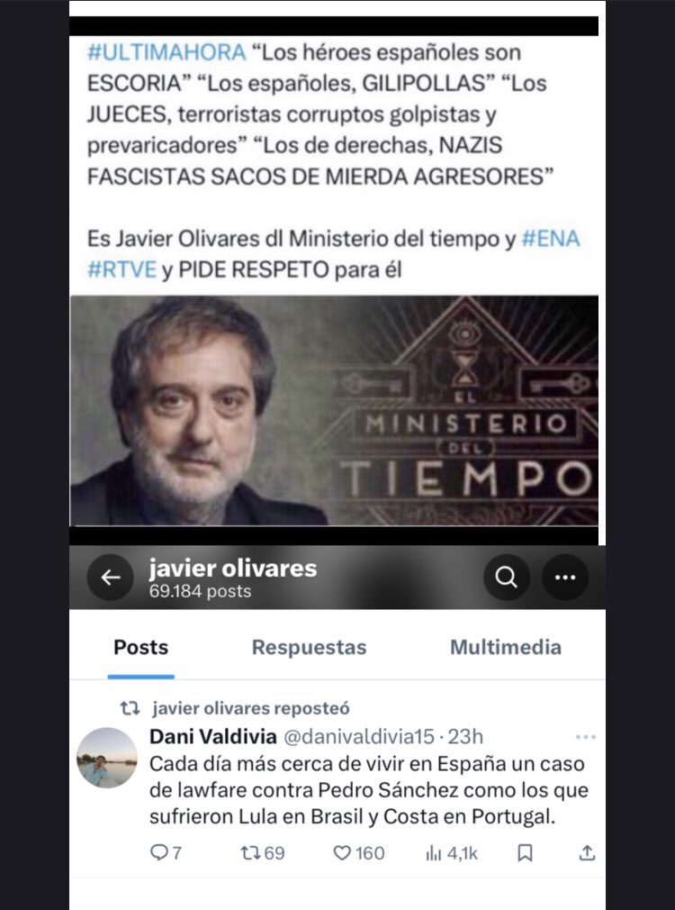 sueciasski's tweet photo. “#Sanchez ES INOCENTE. Es víctima de #lawfer (acoso judicial y abuso ilegal de los jueces)” 

Lo DIFUNDE el q afirma q los JUECES ESPAÑOLES son “TERRORISTAS PREVARICADORES, mientras q los BILDU etarras deberían ser IMITADOS”

El “bien pagao” tiene serie nueva #ENA en #RTVE La 1 https://t.co/PlR1Kc5tkz