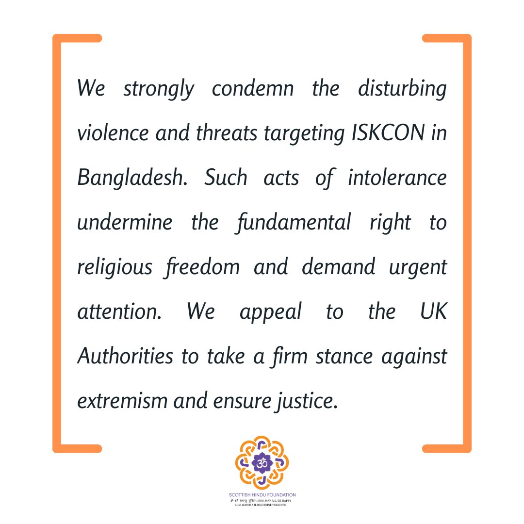 ScotHinduFdn's tweet photo. #StopTheViolence #ProtectHindus #JusticeForIskcon #ReligiousFreedom #StandAgainstExtremism #HumanRights #Bangladesh #SaveBangladeshiHindus #ISKCON #Hinduphobia #GlobalHinduphobia https://t.co/0u69QmMZaB