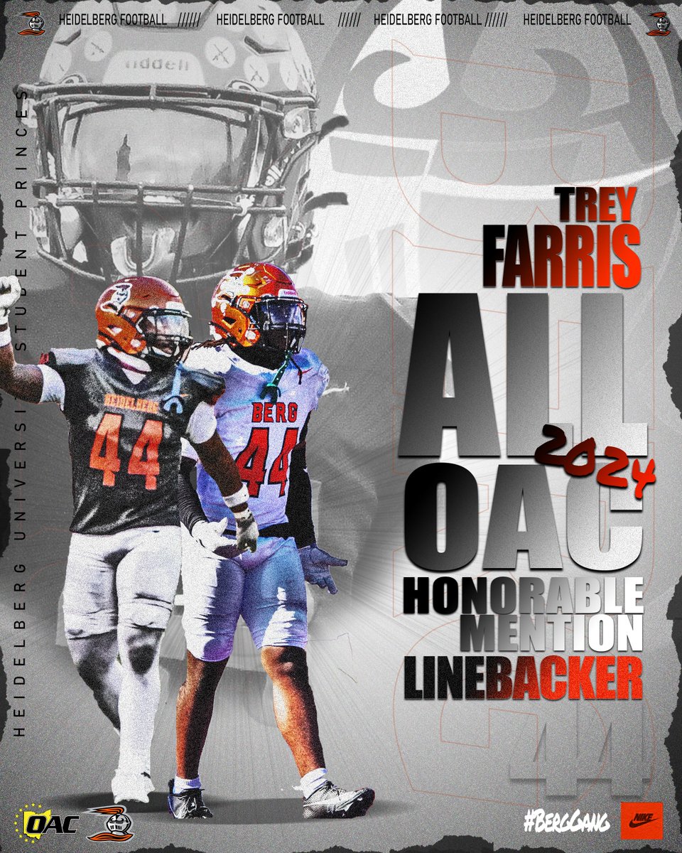 Coach_Donaldson's tweet photo. Trey Farris - All-OAC HM

Trey is an electric LB from Atlanta, GA (Duluth HS). 

This is his second All-OAC honors in only his 2nd year starting. 

Congratulations @treyfarris_3 

#BergGang https://t.co/DJg33olybV