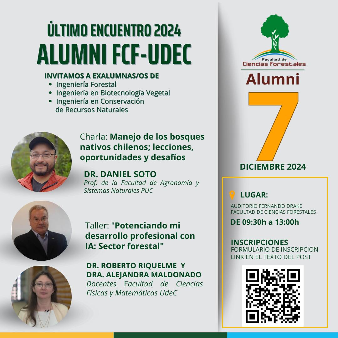 ATENCIÓN ALUMNI: Este 7 de diciembre se realizará el último Encuentro Alumni FCF-UdeC de este año, no te lo pierdas 📷

Inscripciones en el siguiente link o en el QR del post
forms.gle/UExrvaeNmFqDC3…
