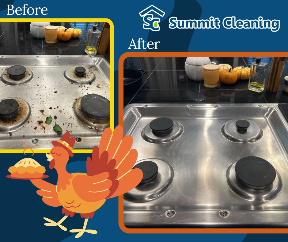 SummitCleanning's tweet image. 🍂 Thanksgiving is coming, and your stove is about to be the holiday MVP! 🦃
After the feast, leave the spills &amp;amp; splatters to us. We’ve got limited post-Thanksgiving spots, starting as early as Friday!
New to Summit Cleaning? Try us with our Black Friday special!
📞 303-886-2251