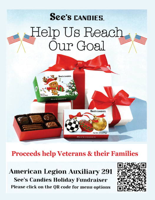alpost291's tweet photo. Help Aux Unit 291 Newport Harbor reach their goals!  If you have See's candies to purchase consider using the QR code to help veterans and their families!  Thank you! https://t.co/DVmK0gjFHb