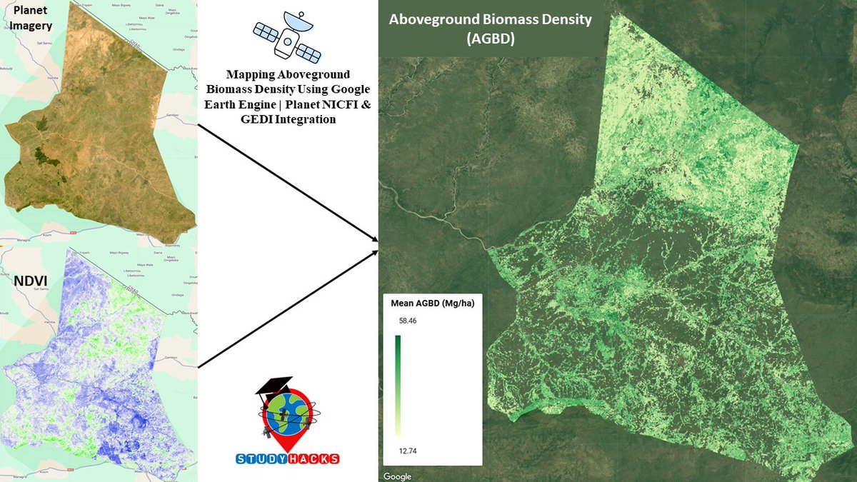 GISRSStudyHacks's tweet photo. Mapping Aboveground Biomass Density Using 
#GoogleEarthEngine | #Planet NICFI &amp; GEDI Integration
Tutorial Link: https://t.co/GuiK7djZkC 
Registration Open for 7Day Online Live Training on Google Earth Engine for Remote Sensing &amp; GIS Analysis
Registration
https://t.co/i4EFoxX5HU https://t.co/UTEGEML1lb