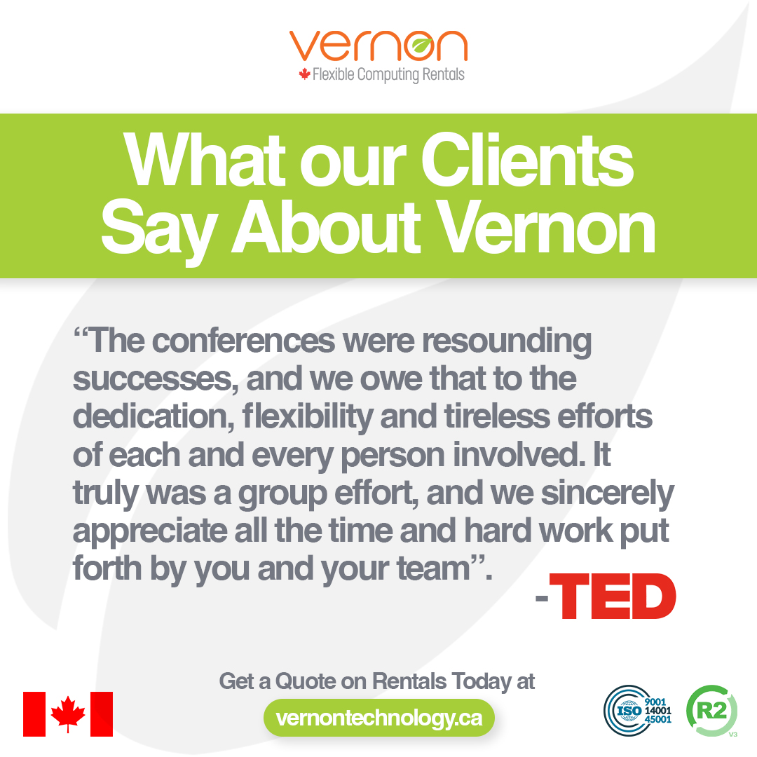 Vernon_Tech's tweet image. At Vernon, we pride ourselves on delivering exceptional service and support for all your tech rental needs. Whether it’s conferences, events, or large-scale projects, our dedicated team works tirelessly to ensure success. Get a quote today at vernontechnology.com