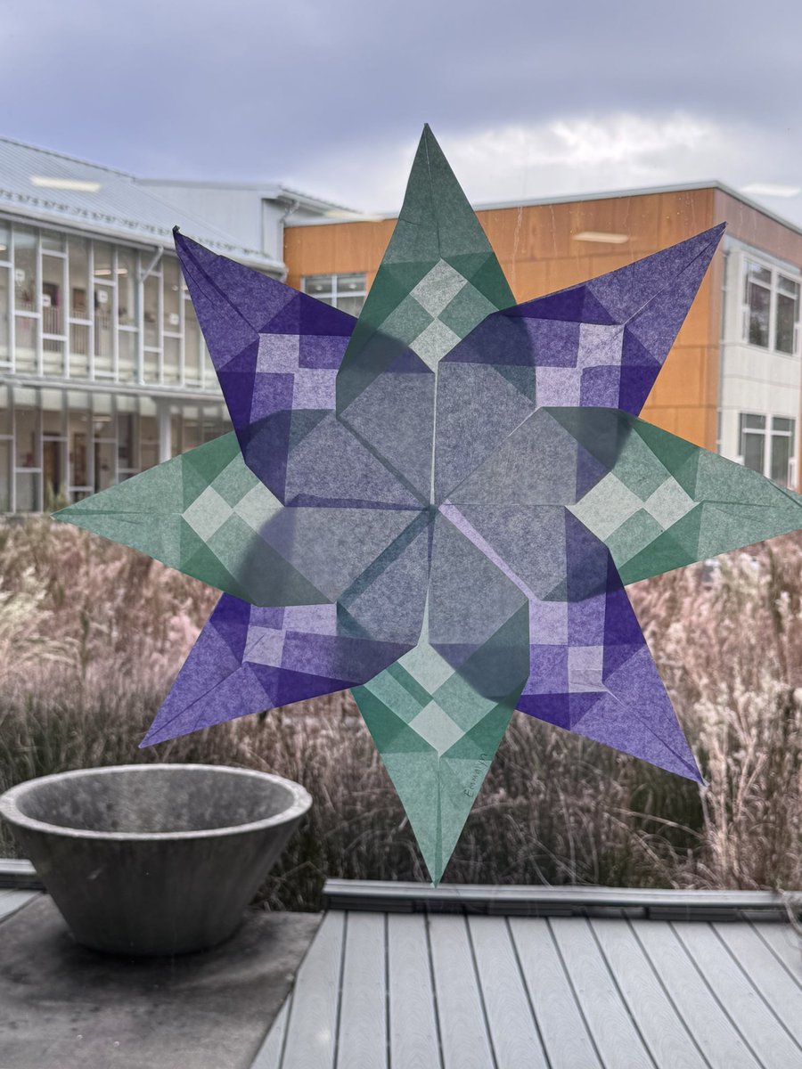 Waldorf Stars-(5th grade) looking so great in our lobby windows.This project really targeted students fine motor skills as well as hitting some science objectives. <a href="/CPES4LIFE/">College Park Elem</a> <a href="/DrManigo/">Dr. Manigo</a> <a href="/sarapmendez1/">Sara Mendez</a> <a href="/VBCPSVisualArt/">Amber Hester</a>
