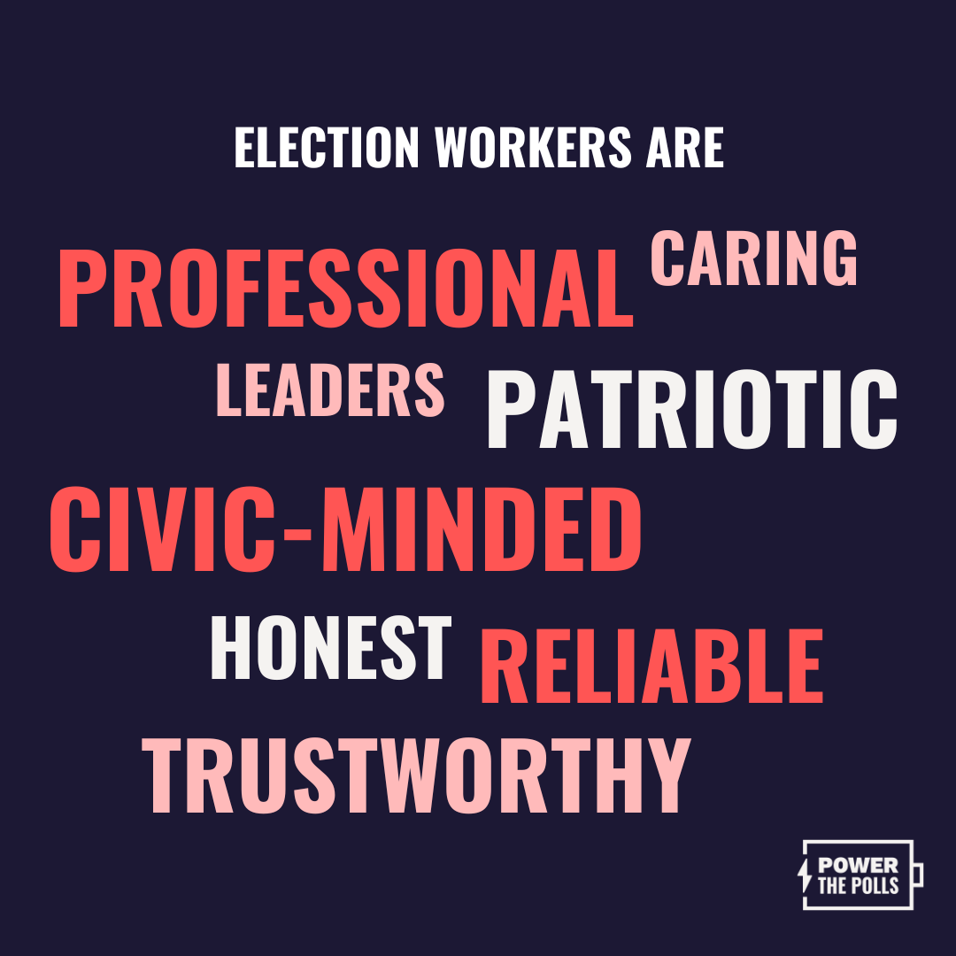 A recent national survey by <a href="/IssueOneReform/">Issue One</a> shows that people feel good about election administrators — they view them as patriotic, professional, and reliable (among other amazing things ✨). Elections wouldn't be possible without all of these election heroes!