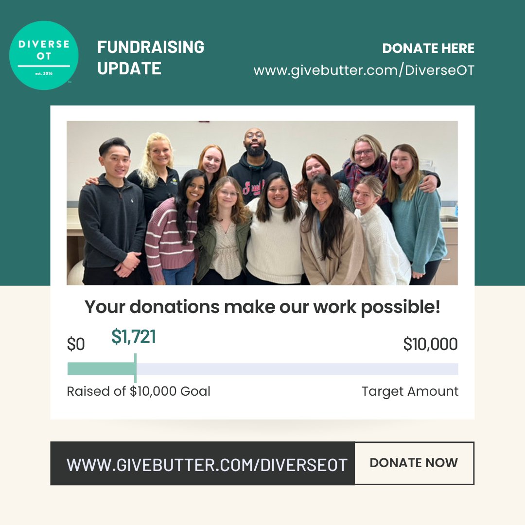 DiverseOT_2016's tweet photo. One week until #GivingTuesday! 🙌 This year, we’re working toward a future where all occupational therapists provide inclusive, just, and culturally relevant care. 🌍✨ DONATE TODAY:  https://t.co/J2tnKfUUiX https://t.co/cpXLsmOuB3