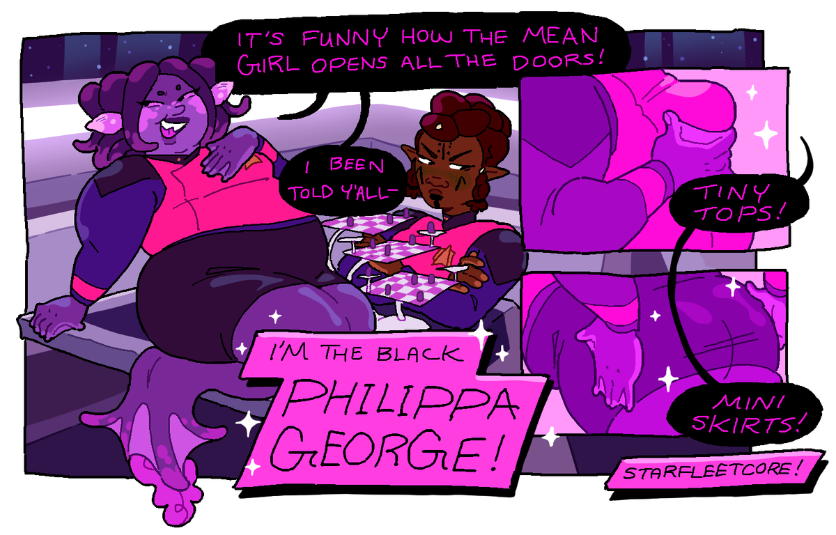 RAYDRAWSDALY's tweet image. &quot;mean girl&quot;—ensign, you study evolutionary biology.
#StarTrek #ImageDescription in #AltText