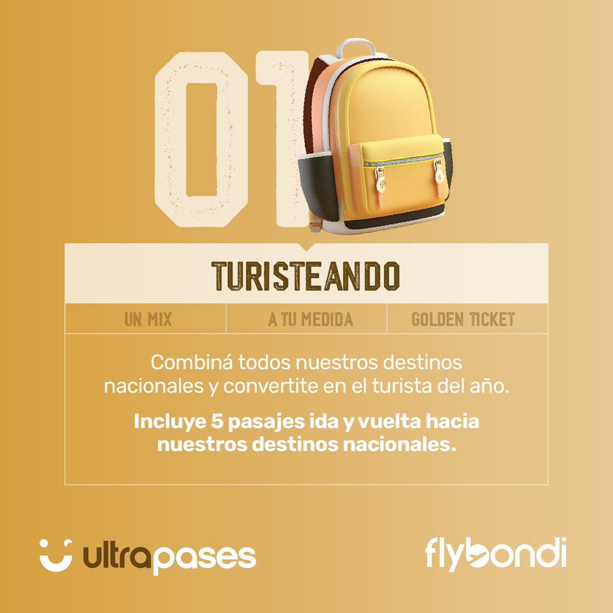 flybondioficial's tweet photo. ¿Te gusta viajar todo el año? 🌎 El Ultrapase Turisteando es para vos 😉

Hacé click acá  👉🏻 https://t.co/DhvOqocFgy y disfrutá de #LaLibertadDeVolar ✈️💛

#Flybondi #Ultrapase #Turisteando https://t.co/7M23ZKZDVc