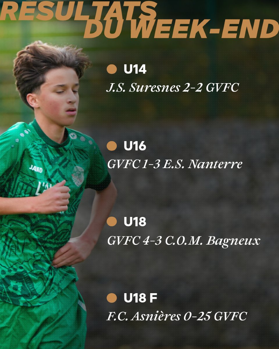 Gvfc_92's tweet photo. ⚽ PAR ICI LES RÉSULTATS !

Retrouvez les résultats des équipes du GVFC suite à ce week-end de compétition ! 

En vert et blanc ! 🟢⚪ https://t.co/7PyQlkAnvI