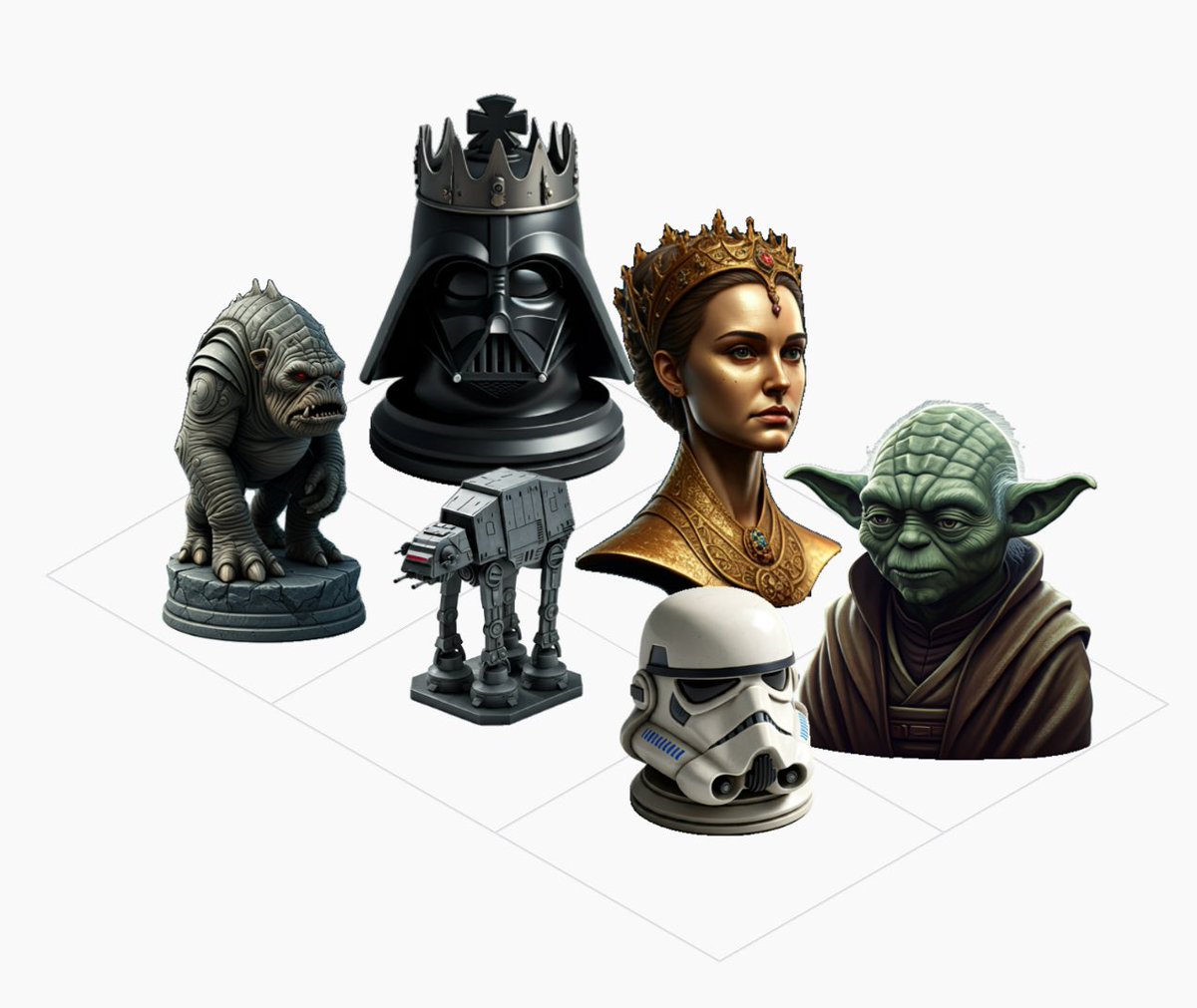 DeryaTR_'s tweet photo. Wow, I absolutely love these #GenChess set creations by @labsdotgoogle!
I just created bunch of Star Wars and Star Trek chess sets!
I wonder if we can get these 3D printed-soooo cool! 🤩♟️💫 https://t.co/RinXOLIMcd