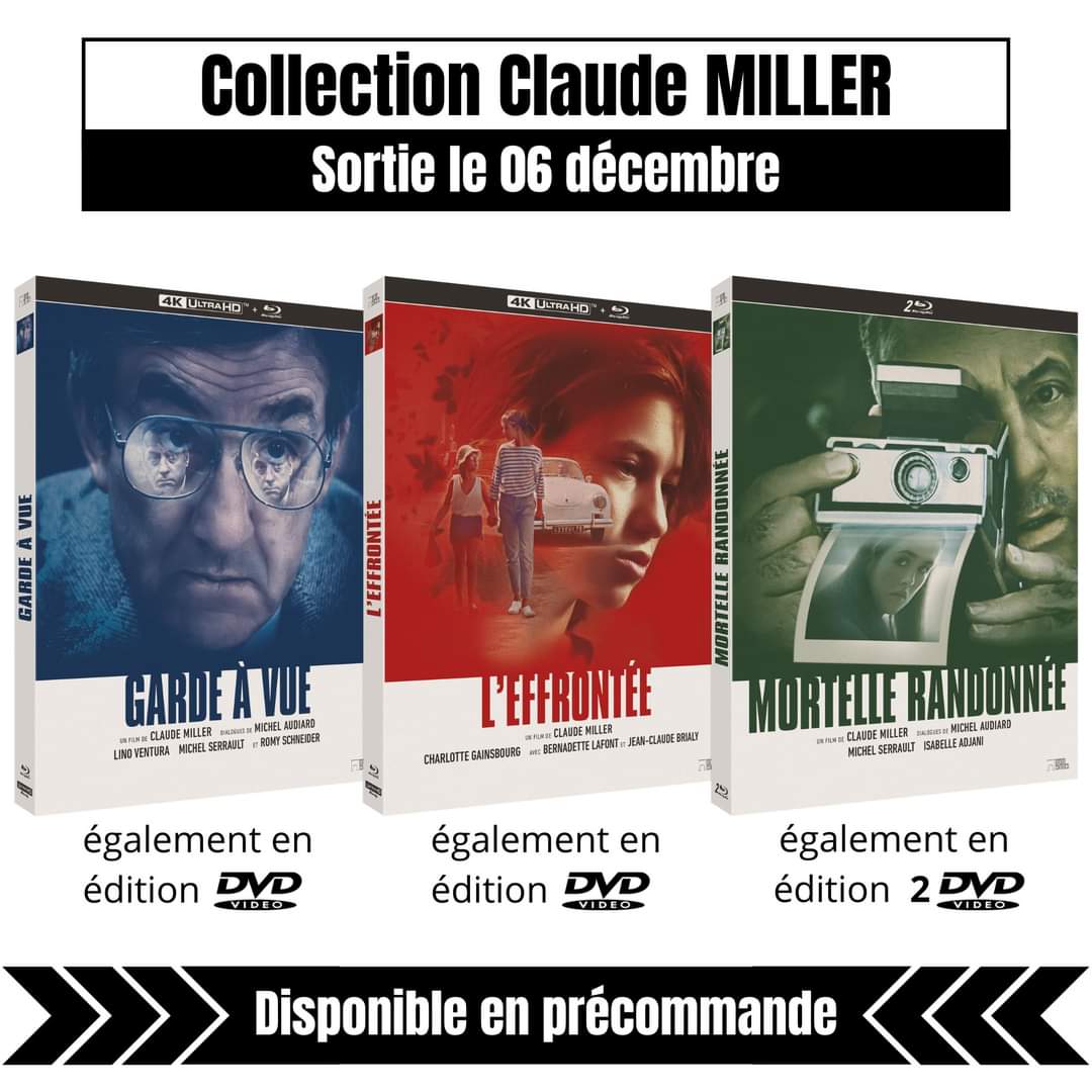 RiminiEditions's tweet image. Collection Claude MILLER le 06 décembre, disponible en précommande

#GardeAVue #LEffrontée #MortelleRandonnée #ClaudeMILLER #BLURAY #UHD #4K #4KULTRAHD #DVD