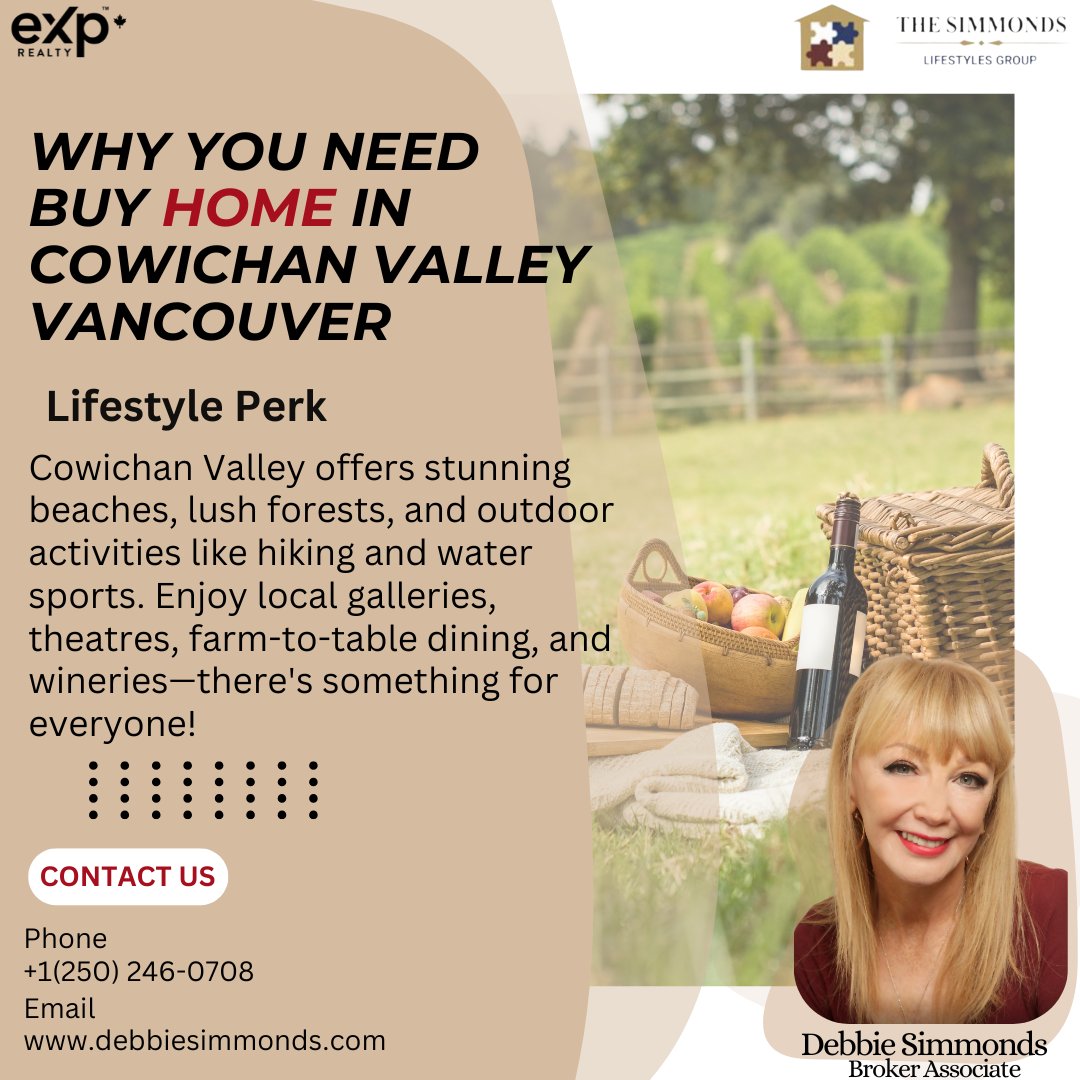 DebbieSimmonds2's tweet photo. Discover Cowichan Valley's stunning beaches, forests, and vibrant arts scene! Let Debbie Simmonds help you find your dream home! 🏡 #CowichanValley #LifestylePerks  #VancouverIsland #Wineries #ArtsAndCulture #DebbieSimmonds 
📞 +1(250) 246-0708
🌐 https://t.co/Qy2owhFSzR https://t.co/y4KqiZhuSL