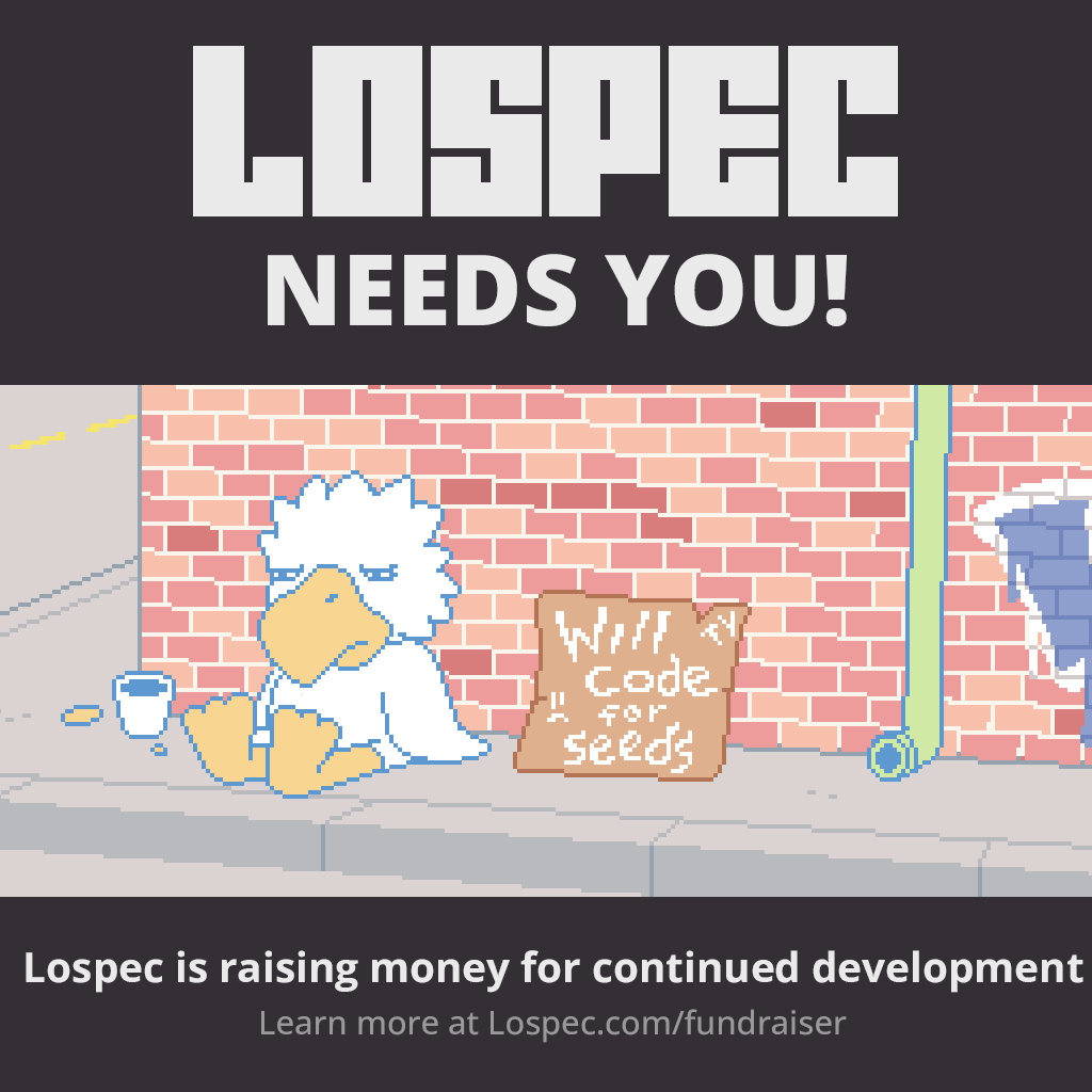 If you enjoy Lospec, please take a second to check out our fundraiser page &amp; new shop 🥰 

lospec.com/fundraiser/