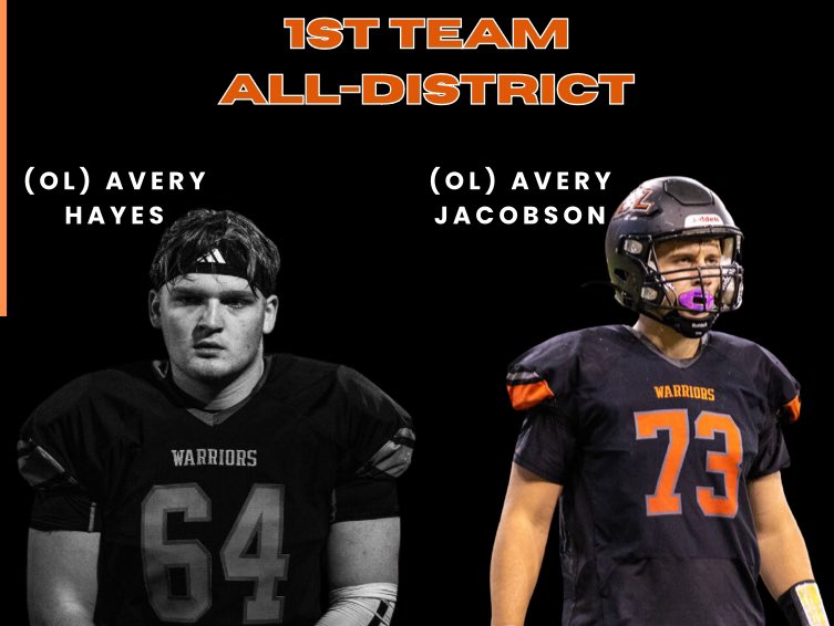SBL Football (@sblwarriorfb) on Twitter photo Congrats to our 3A-District 1 First Team All-District Players:
<a href="/zayvionawesome/">Zayvion Ellington</a> <a href="/BLAKE1DUNAGAN/">Blake Dunagan</a> <a href="/hardyjoey123/">Joey Hardy</a> <a href="/28ehlerjus/">Justin Ehlers</a> <a href="/warregav10/">Gavin Warren</a> <a href="/bo_koedam/">Bo Koedam</a> <a href="/alex_wilson2025/">Alex Wilson</a> <a href="/26jacobave/">Avery Jacobson</a> <a href="/Avery3754/">Avery</a> Congrats to our 3A-District 1 First Team All-District Players:
<a href="/zayvionawesome/">Zayvion Ellington</a> <a href="/BLAKE1DUNAGAN/">Blake Dunagan</a> <a href="/hardyjoey123/">Joey Hardy</a> <a href="/28ehlerjus/">Justin Ehlers</a> <a href="/warregav10/">Gavin Warren</a> <a href="/bo_koedam/">Bo Koedam</a> <a href="/alex_wilson2025/">Alex Wilson</a> <a href="/26jacobave/">Avery Jacobson</a> <a href="/Avery3754/">Avery</a>