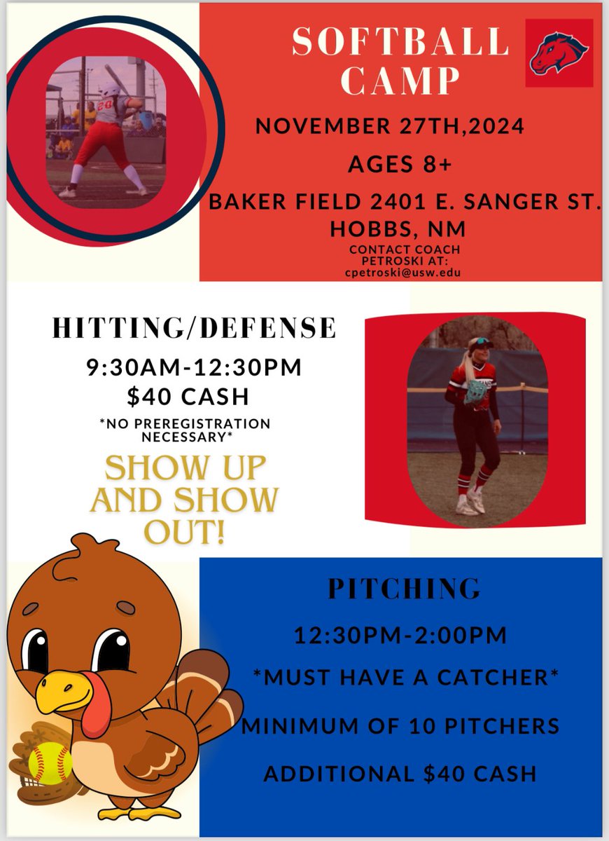 Tomorrow is the Day 🙌🏼🙌🏼
🐎🥎 Camp Ages 8+ with <a href="/coach_petroski/">Chris Petroski</a> <a href="/JarredLewis15/">Jarred Lewis</a>