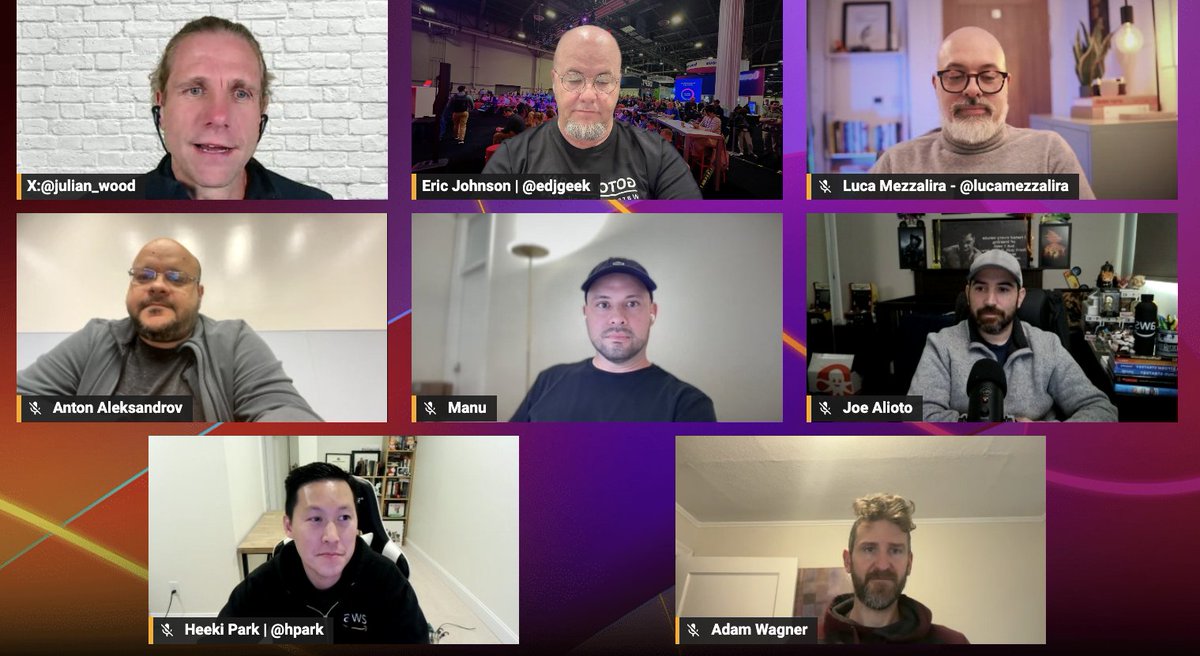 edjgeek's tweet photo. Happening right now on https://t.co/Xf90UpiMEB #ServerlessOfficeHours ... the #preInvent edition https://t.co/tM5x3SkhH0