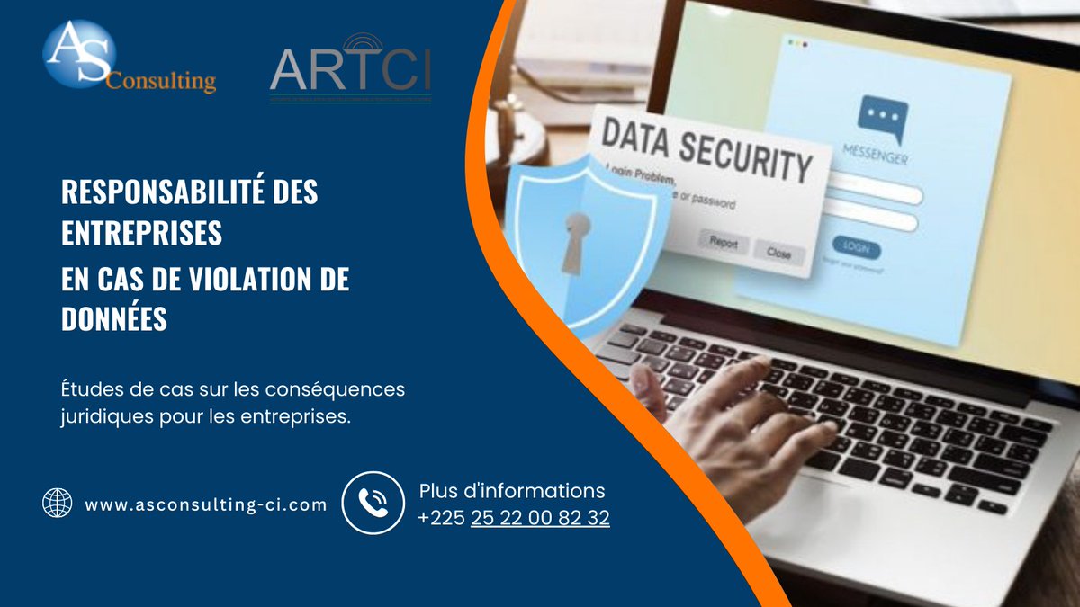 asconsulting225's tweet photo. 🔐 Violation de données : Attention aux risques !

En Côte d’Ivoire, la loi n°2013-450 prévoit des amendes 💸 et sanctions ⚖️ pour les entreprises négligeant la protection des données. Sécurité = priorité ! #CyberSécurité #DataProtection https://t.co/mTiaAfONsJ