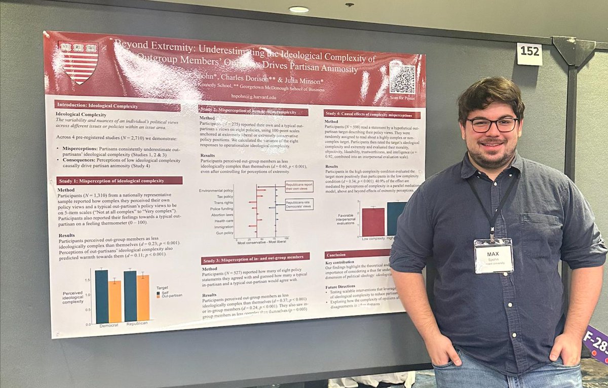 MaxSpohn's tweet image. Just came back from my first @SJDMOfficial conference with a 3rd place in the Student Poster Award 🎉

Check out my poster on misperceptions of ideological complexity and partisan animosity here: maxspohn.com/IdeologicalCom…

Thanks @JuliaMinson @CharlieDorison