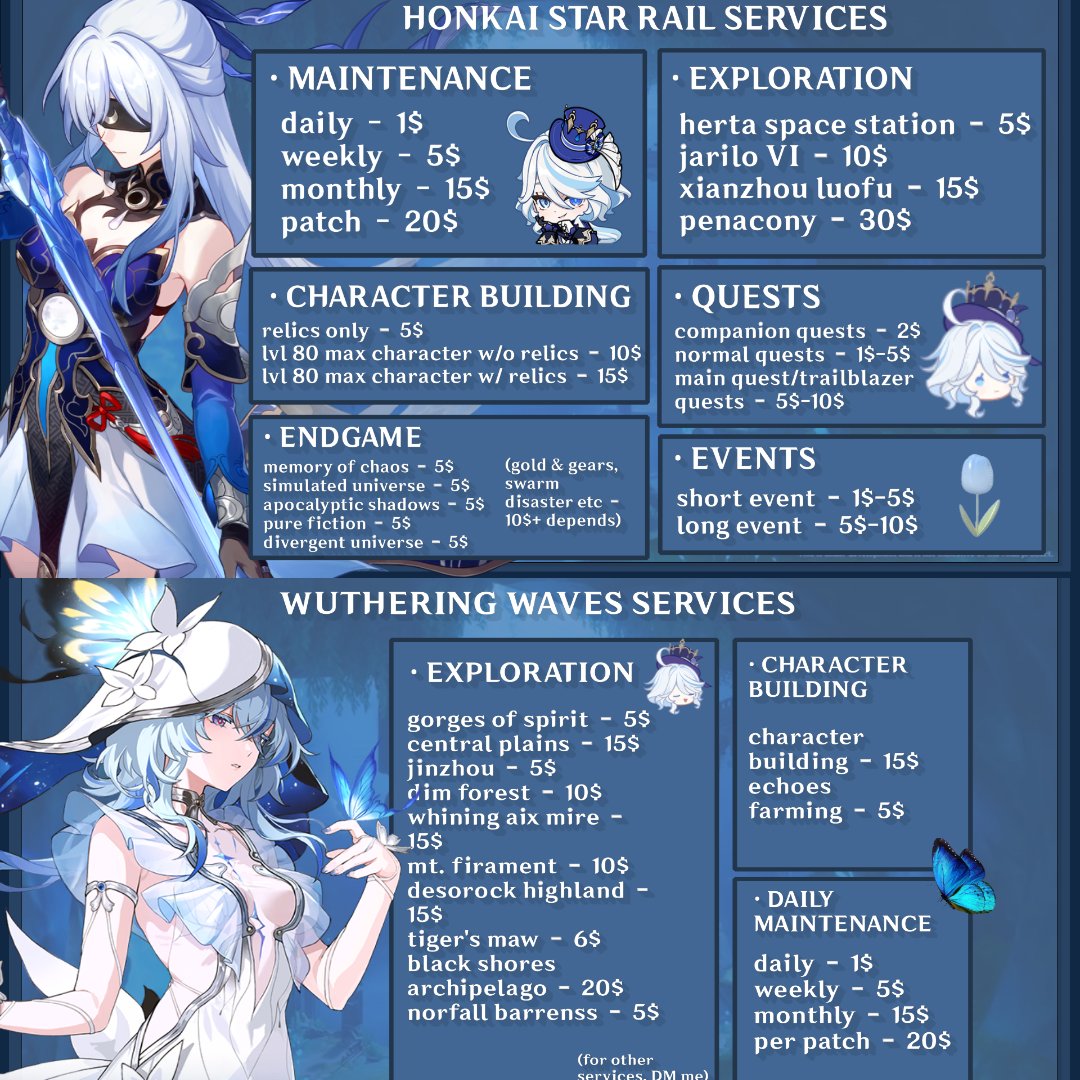 vodyatsar's tweet photo. genshin impact, honkai star rail &amp; wuthering waves services sale ! 🫧

50% off from every single services !!!

ends on 5th december ! DM or fill up the form in bio to avail. #genshinpilot #hsrpilot #wuwapilot https://t.co/DwoQ2T7BOM