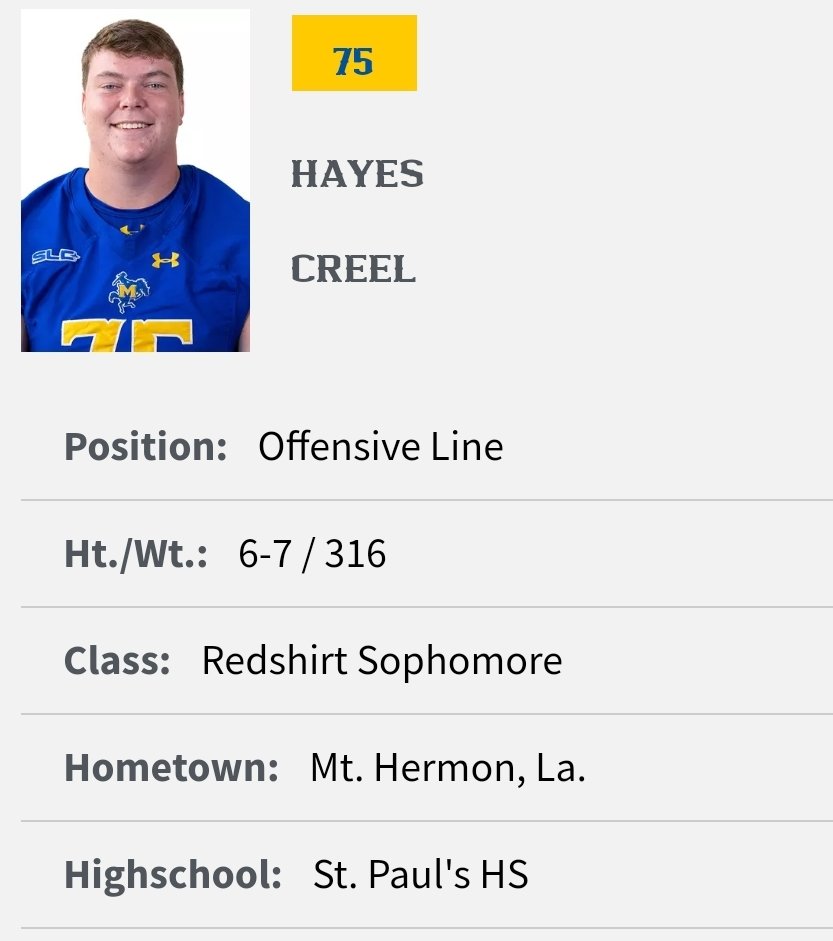 FarrellPortal (@farrellportal) on Twitter photo McNeese State OL Hayes Creel entered the transfer portal; he was a multi-season starter with McNeese State <a href="/HayesCreel/">Hayes Creel</a> McNeese State OL Hayes Creel entered the transfer portal; he was a multi-season starter with McNeese State <a href="/HayesCreel/">Hayes Creel</a>