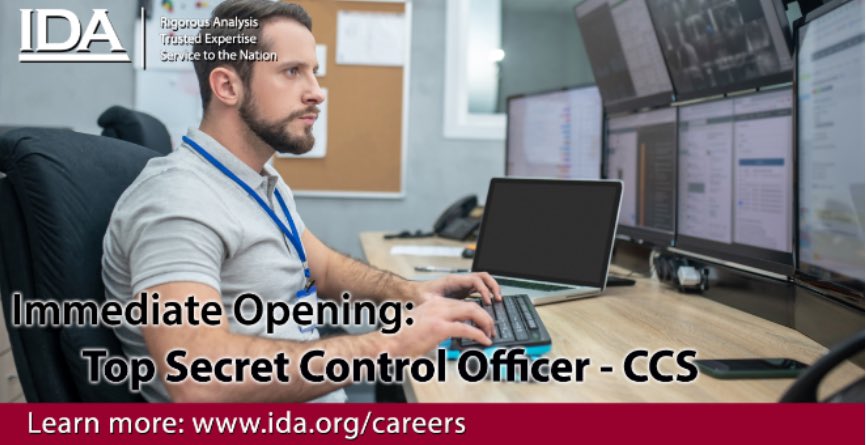 IDA_org's tweet photo. Our Center for Computing Sciences in Bowie, MD is seeking a Top Secret Control Officer to join their team. This role will record and maintain document records, ensuring proper distribution procedures are followed. https://t.co/hdtJA5dbt1