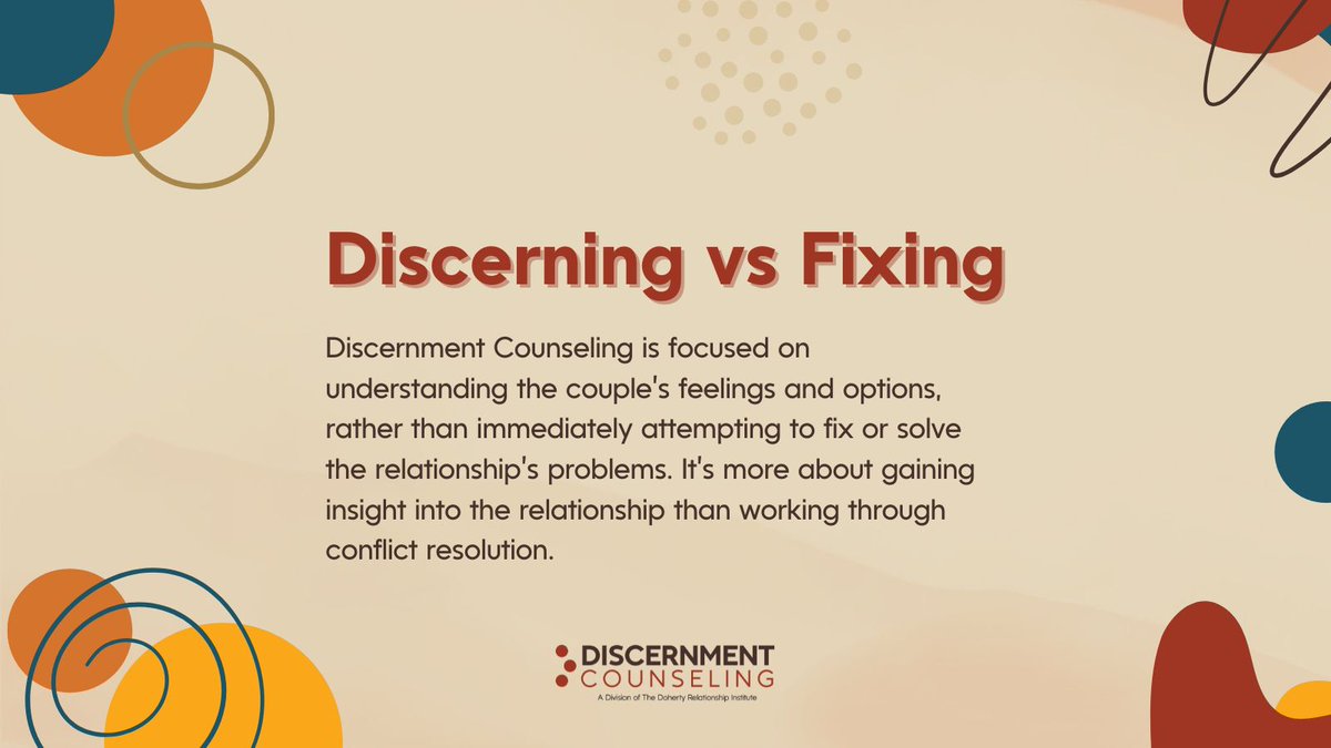 When couples are at a crossroads, it's easy to fall into the trap of trying to immediately "fix" everything, but Discernment Counseling takes a different approach. Rather than rushing to solve problems, it emphasizes the importance of discerning—a thoughtful, reflective process.