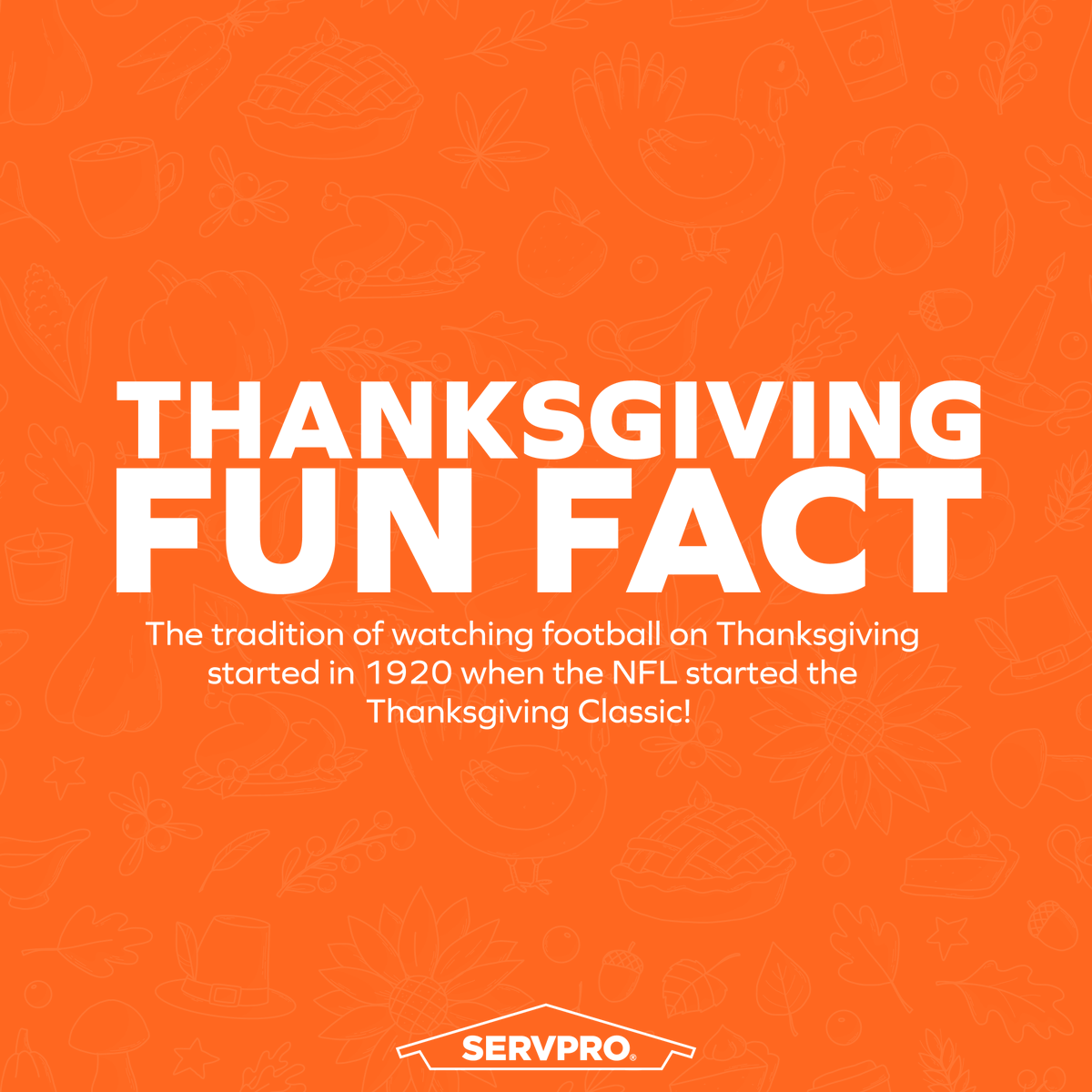 Thanksgiving Fun Fact: The tradition of watching football on Thanksgiving started in 1920 when the NFL started the Thanksgiving Classic! 🏈