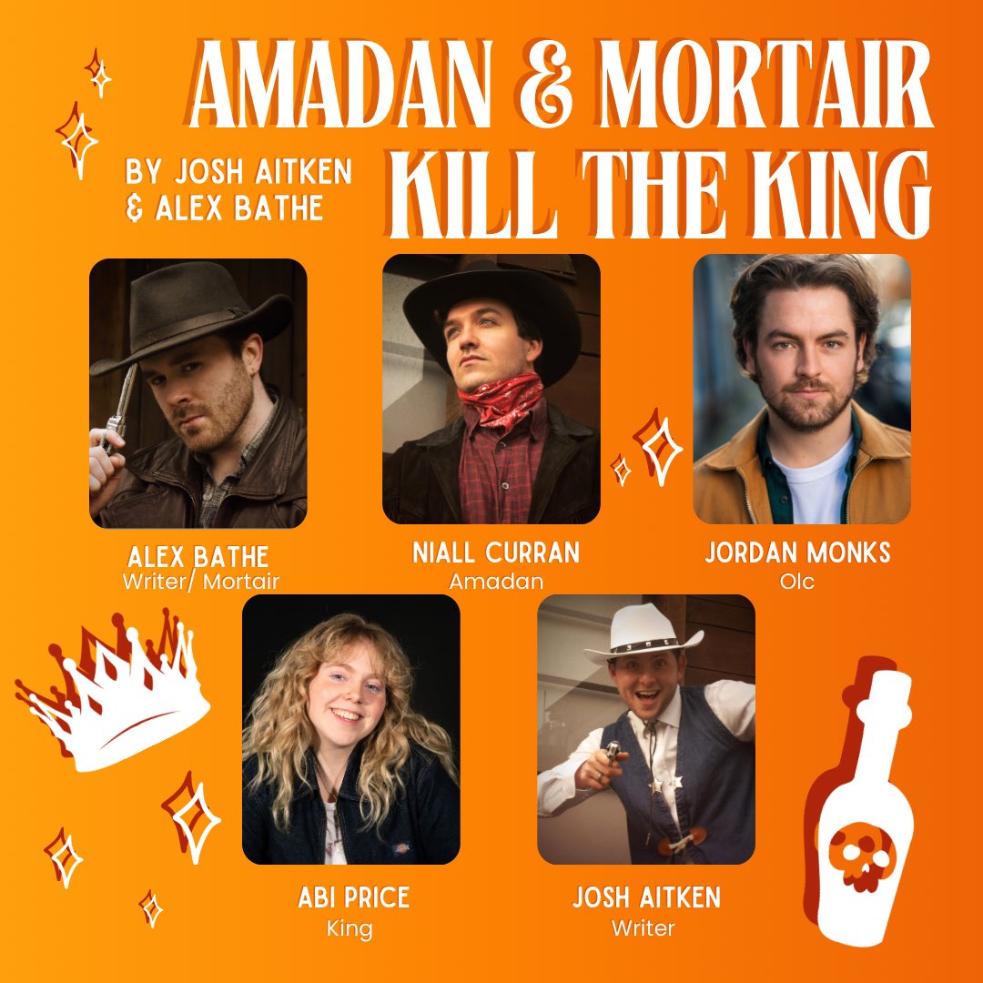 CAST &amp; CREATIVES REVEAL!

‘Amadan and Mortair Kill the King’ by Josh Aitken and Alex Bathe!

CAST 🎭
Niall Curran as AMADAN
Alex Bathe as MORTAIR
Jordan Monks as OLC
Abi Price as KING

DETAILS:
 📌 Augustine United Church, Edinburgh
🗓️ Monday 2nd December 
⏰ 7:30pm - 10pm