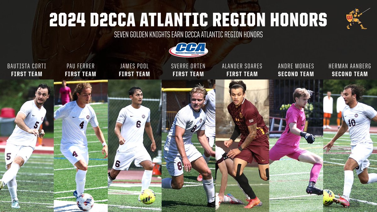 GUKnights's tweet photo. Congrats to Gannon soccer player Sverre Orten, who was named the D2CCA Atlantic Region Player of the Year, and to six GU teammates who received All-Region honors.
@GannonMSoccer @GannonU https://t.co/H00KRXnjsP