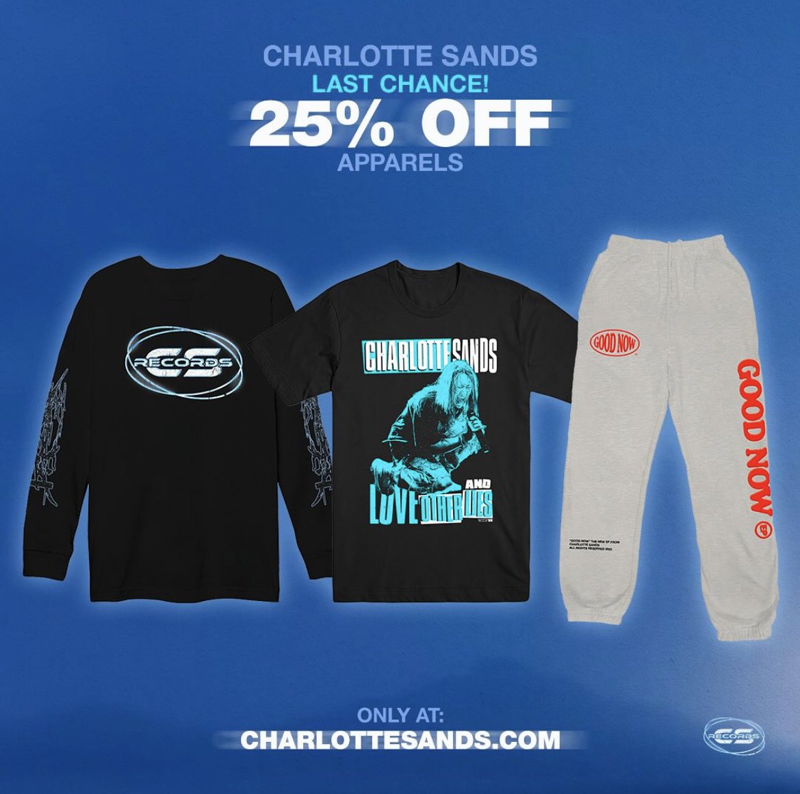 charlottesands's tweet image. BLACK FRIDAY SALEEEEE YEE HAW 25% OFF ALL APPAREL &lt;3333 including the “CS RECORDS” shirt which is probably my favorite merch we’ve ever made so grab yours before they’re gone for good :,) charlottesands.com