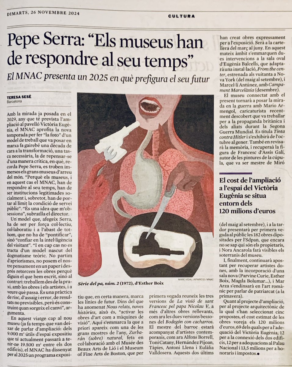 galeriadomenech's tweet photo. “I, finalment, [el MNAC] continuarà apostant per recuperar artistes dones, amb la incorporació d’una sala nova (Parvine Curie, Esther Boix, Magda Bolumar…)” Teresa Sesé via La Vanguardia - 26/11/2024

Gran feina la del MNAC!

#EstherBoix #MagdaBolumar @MuseuNac_Cat @matesemo https://t.co/5a8Rr2mgH3