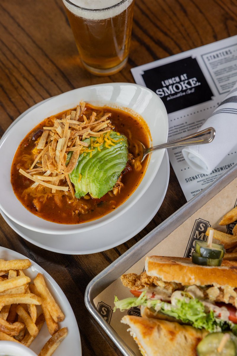 SMOKEWoodfire's tweet photo. Are you off work this week? Perfect timing to try our lunch menu! 🍻 Did we mention the weekday happy hour? 🤔 https://t.co/bKkQ975zaZ