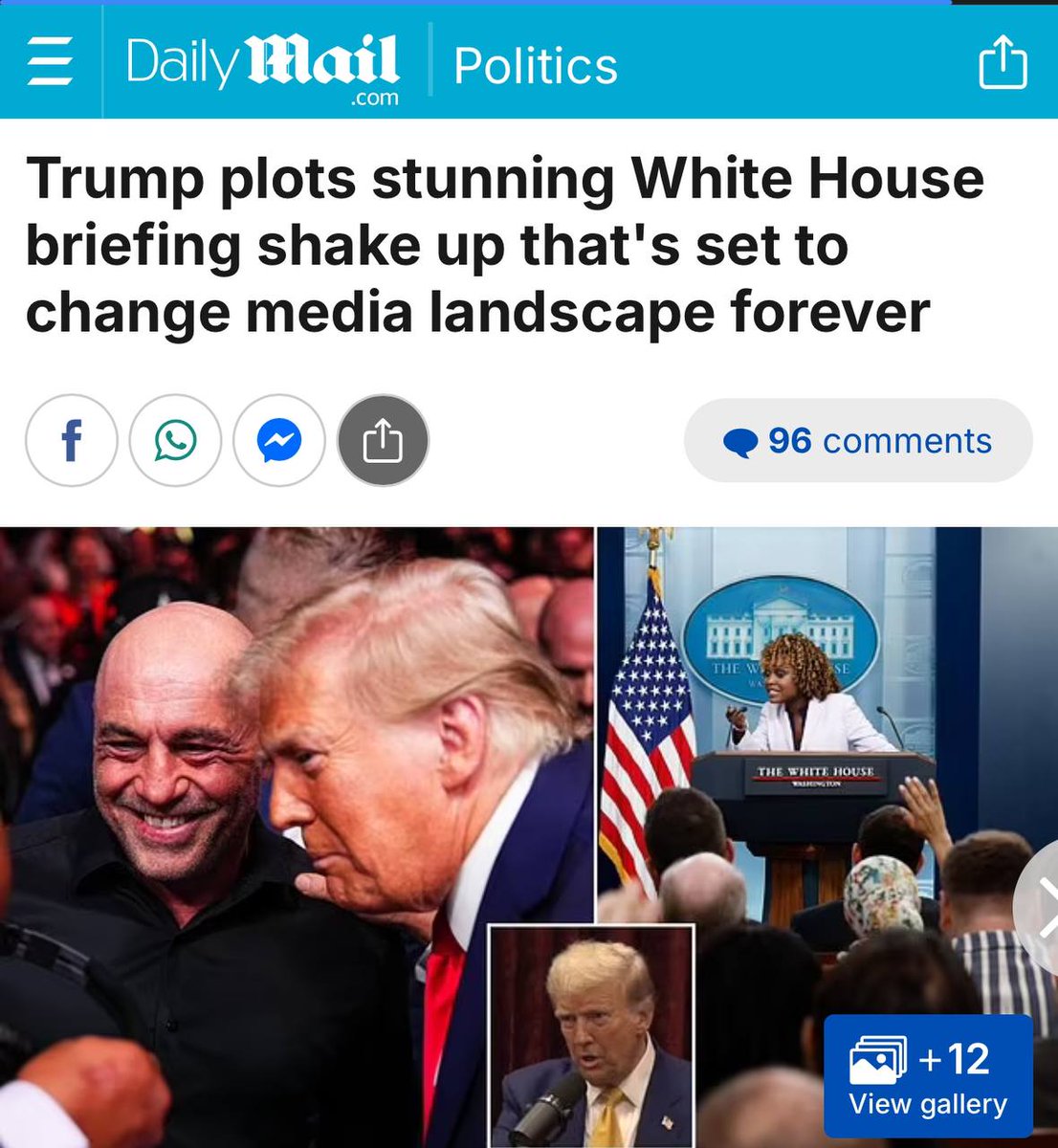 charliekirk11's tweet image. NEW—Don Jr. revealed on his Rumble show "Triggered" that President Trump is considering a massive White House press briefing room shakeup.

The plan that would include some of our "podcaster buddies" like Joe Rogan and others taking seats from many discredited legacy news