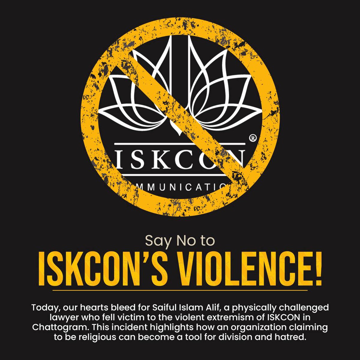 shokal84's tweet photo. #JusticeForSaifulIslam
#Baniskcon
#BanRSS
#PunishmentForChinmoyPrabhu https://t.co/CyDBWy4puY