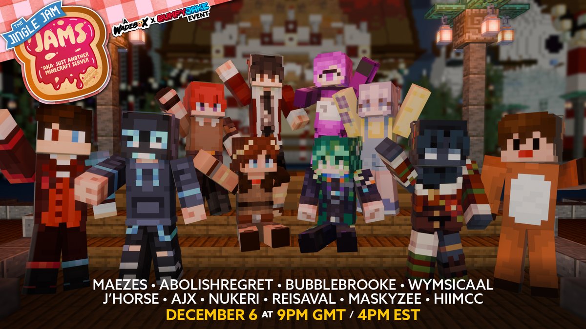 ❄️ Introducing the players for JAMS! ❄️ 

📢 <a href="/maezes_/">Mae</a> <a href="/AbolishRegret/">Abolish</a> <a href="/Bubblebrooke_/">Bubble</a> <a href="/wymsicaal/">Wymsicaal</a>  
📢 <a href="/JHorseLive/">J'Horse</a> <a href="/CaptainAJX/">AJX</a> <a href="/Nukeri_/">Nuke 💥</a> <a href="/reisaval/">Reis ✨</a> <a href="/maskyzee/">Masky🎗🌻</a> <a href="/DrawnbyCC/">HiImCC</a> 

💜 Catch their streams &amp; donate on the 6th December at 4pm EST // 9pm GMT!!
