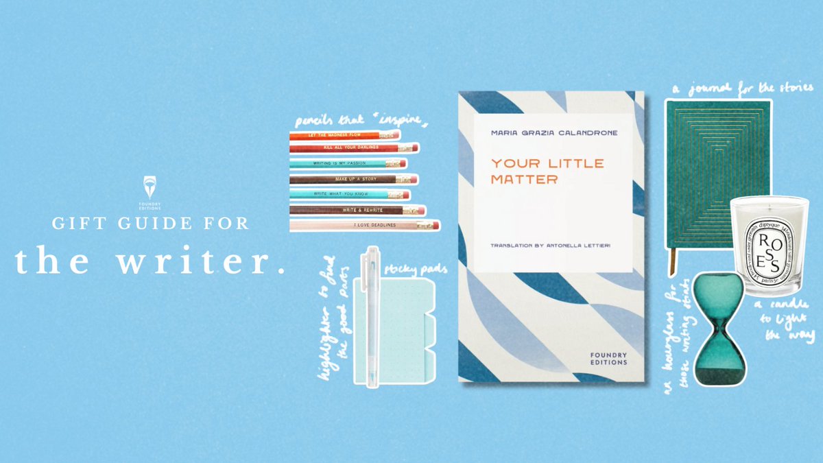 Foundry Editions (@foundryeditions) on Twitter photo Gift Guide for the Writer! ✨🎁
Inspire the storyteller in your life with Your Little Matter by Maria Grazia Calandrone and translated by Antonella Lettieri, paired with creative essentials🖋️📚
The perfect gift to spark reflection & new stories! 💡
foundryeditions.co.uk/store/p/your-l… Gift Guide for the Writer! ✨🎁
Inspire the storyteller in your life with Your Little Matter by Maria Grazia Calandrone and translated by Antonella Lettieri, paired with creative essentials🖋️📚
The perfect gift to spark reflection & new stories! 💡
foundryeditions.co.uk/store/p/your-l…