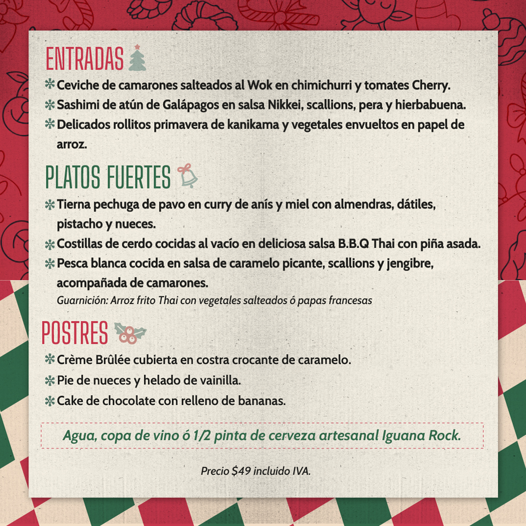 TheRockGps's tweet photo. Celebra en familia y con amigos con nuestro Menú Navideño: ¡sabores que inspiran alegría! 🎄🎅❄🍜
#therockgalapagos #thebestexperience #menunavideño #Navidad #galapagos #asianflavors #TemporadaNavideña #cervezaartesanal https://t.co/rSdHl0DKyw