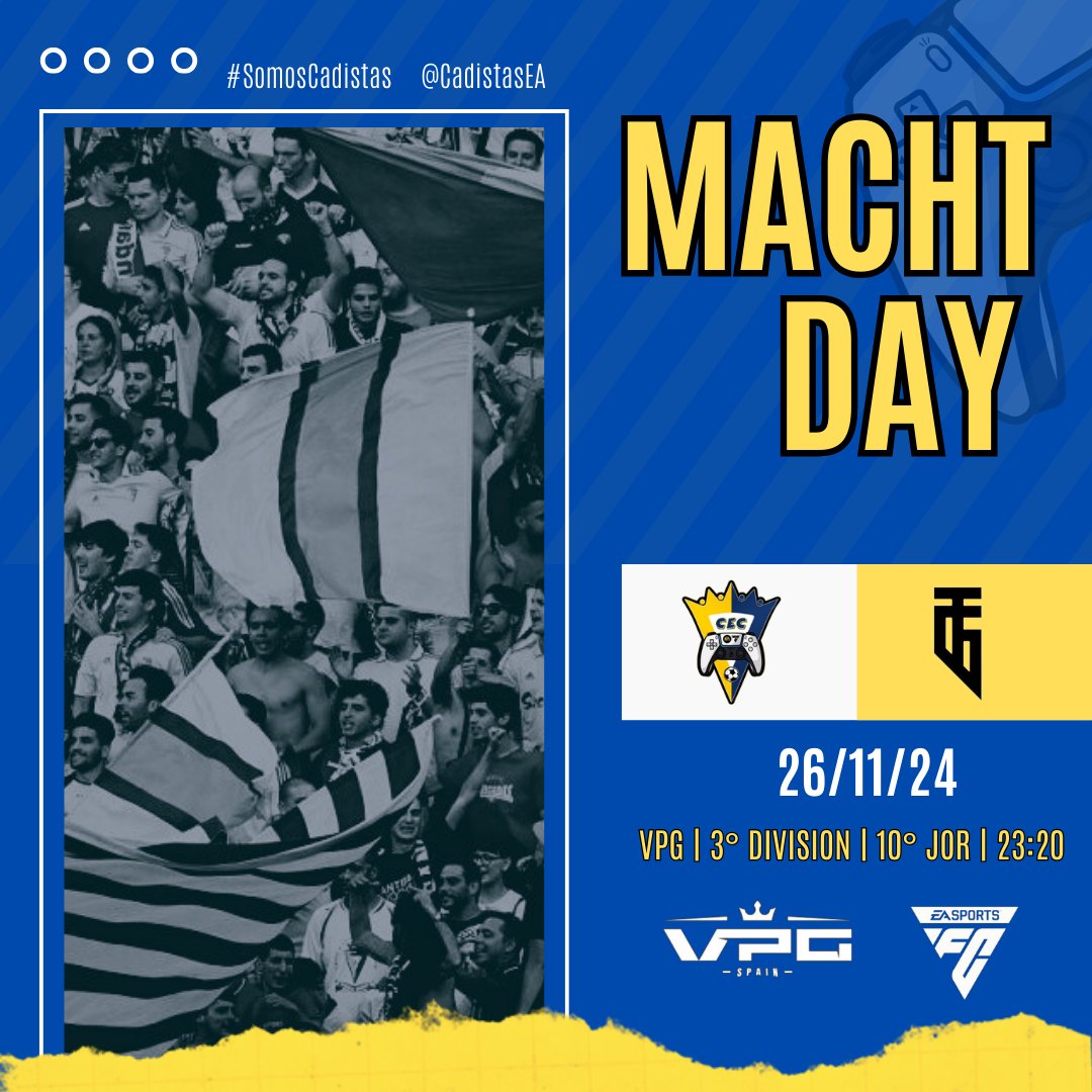 🟡 #CADISTASECLUB 🔵

  • 🅼🅰🅲🅷🆃🅳🅰🆈 •

🏆 3° B <a href="/VPG_Spain/">Virtual Pro Gaming España</a> 
🗓 26/11/24 | 9° y 10° Jor.

🎮🕜 23:00 🆚️ <a href="/GamingBarxelona/">Gaming Barcelona eSports Club</a>
🎮🕜 23:20 🆚️ <a href="/EsThundergaming/">Thunder Gaming</a>

➡️ 𝔼𝕟 𝕕𝕚𝕣𝕖𝕔𝕥𝕠 𝕒 𝕥𝕣𝕒𝕧𝕖𝕤 𝕕𝕖 𝕟𝕦𝕖𝕤𝕥𝕣𝕠 𝕋𝕨𝕚𝕔𝕥𝕙!! 🟣 ℕ𝕠 𝕥𝕖 𝕝𝕠 𝕡𝕚𝕖𝕣𝕕𝕒𝕤!! 👀