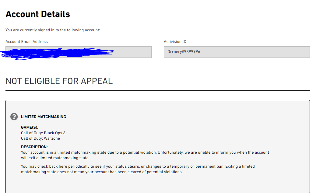 Banning 19,000 "Hackers" yet we still have a cheating problem and then people who aren't cheating (me) log in and get this. If you're not gunna fix the cheating problem, don't bring down LEGIT players for no reason. <a href="/CallofDuty/">Call of Duty</a> <a href="/Treyarch/">Treyarch</a> <a href="/RavenSoftware/">Raven Software</a>