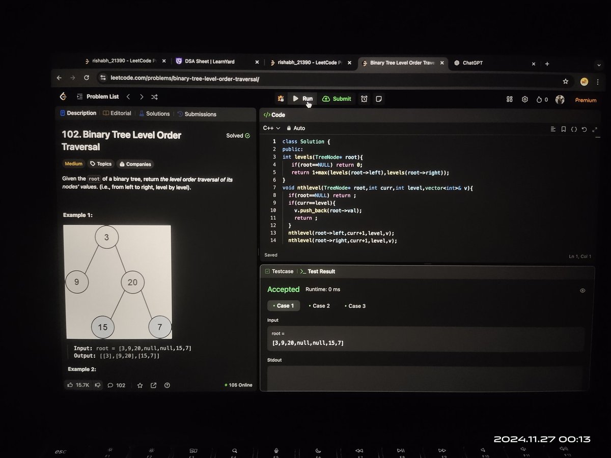 RishabhPal34339's tweet image. Day 20 of my #100daycode challenge
👉 Solving binary tree question
👉Dom introduction in javascript
Keep learning & growing 🙌
#leetcode
#DSA
#WebDevelopment
#javascript